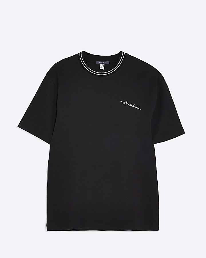 Black Slim Fit Les Amis Ringer T-Shirt