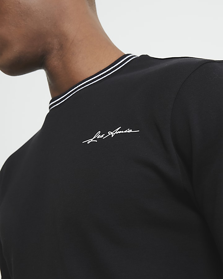 Black Slim Fit Les Amis Ringer T-Shirt