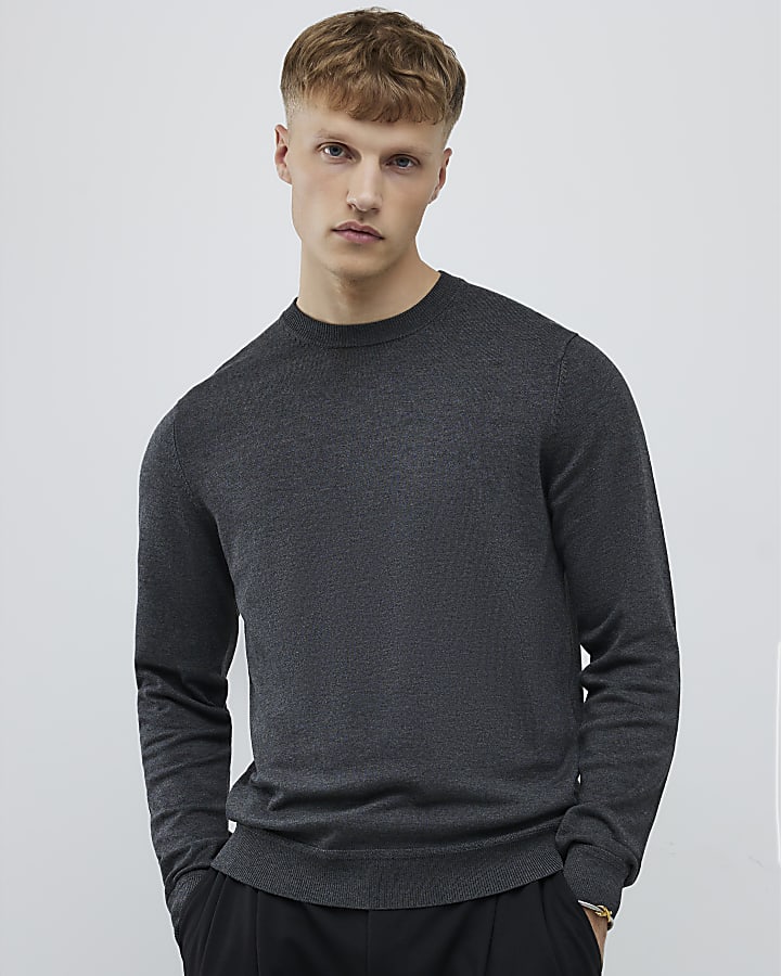 Grey Slim Fit Jumper