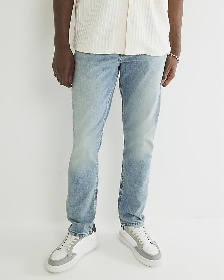 Blue Slim Fit Embroidered Jeams