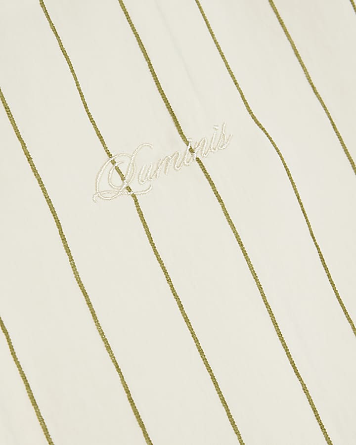 Cream Boxy Fit Striped Revere Shirt
