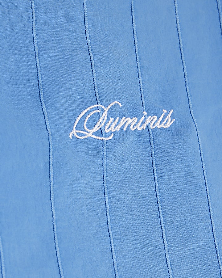 Blue Boxy Fit Luminis Stripe Revere Shirt