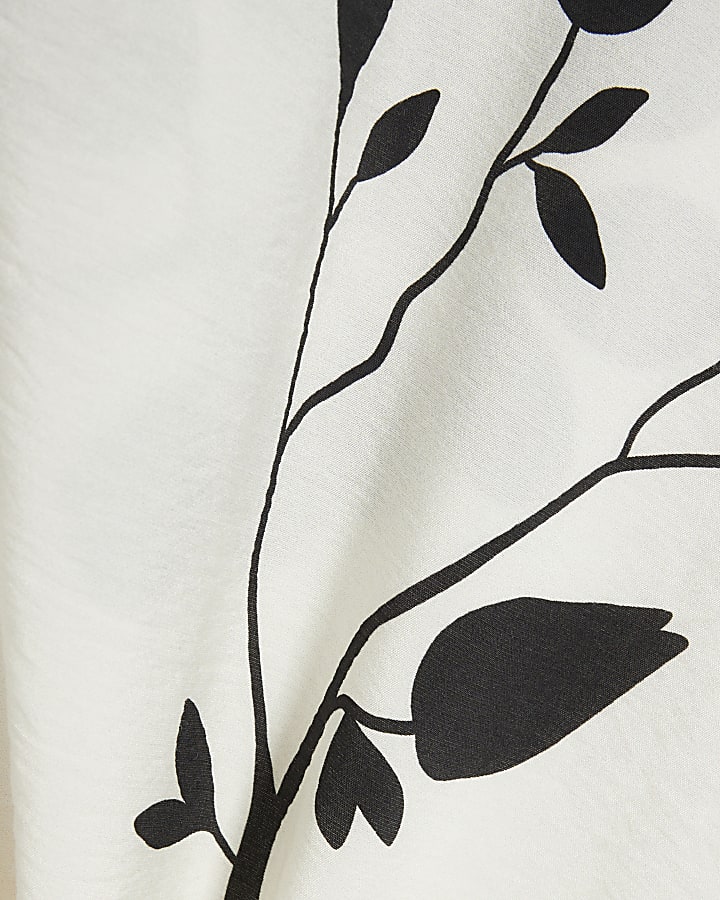 Cream Regular Fit Floral Border Shirt