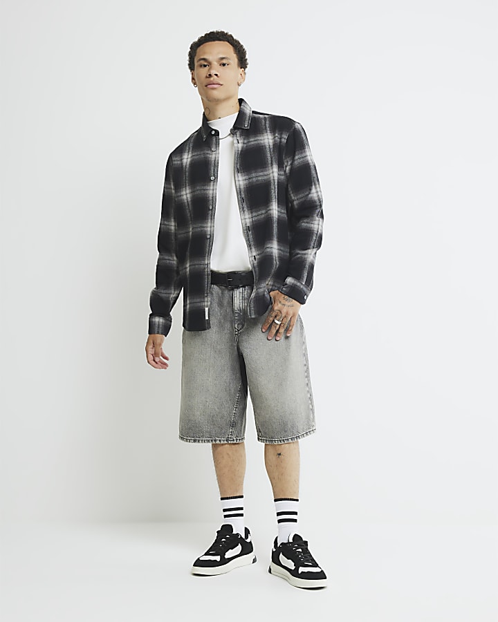 Black Regular Fit Check Shirt