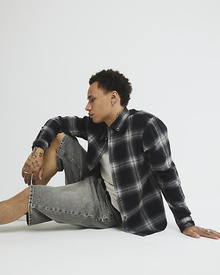 Black Regular Fit Check Shirt