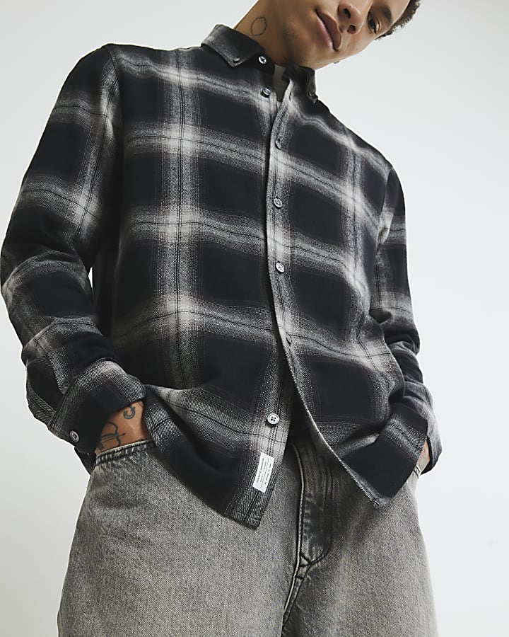 Black Regular Fit Check Shirt