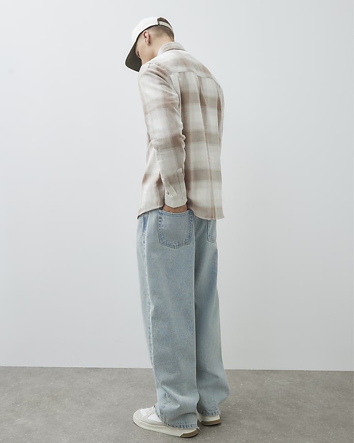 Stone Regular Fit Check Shirt