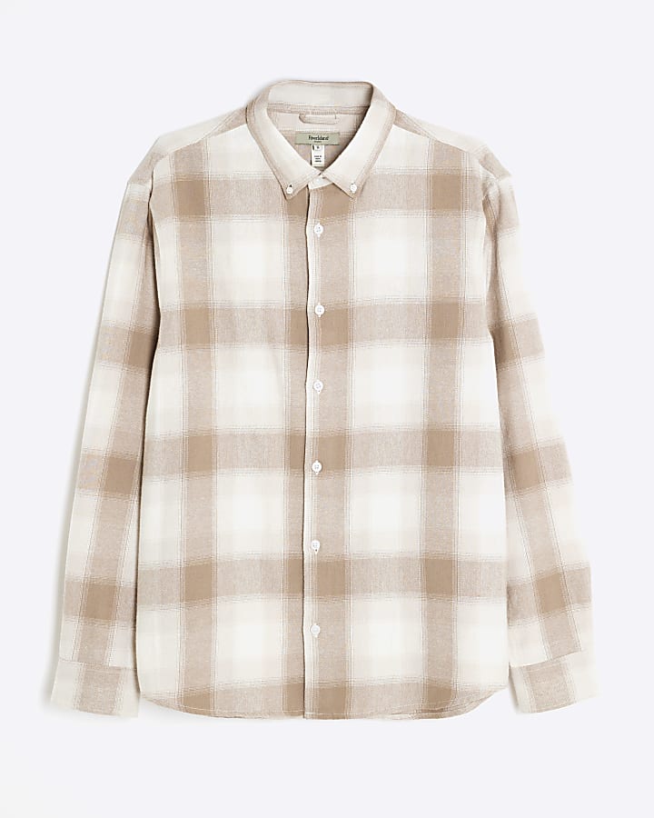 Stone Regular Fit Check Shirt