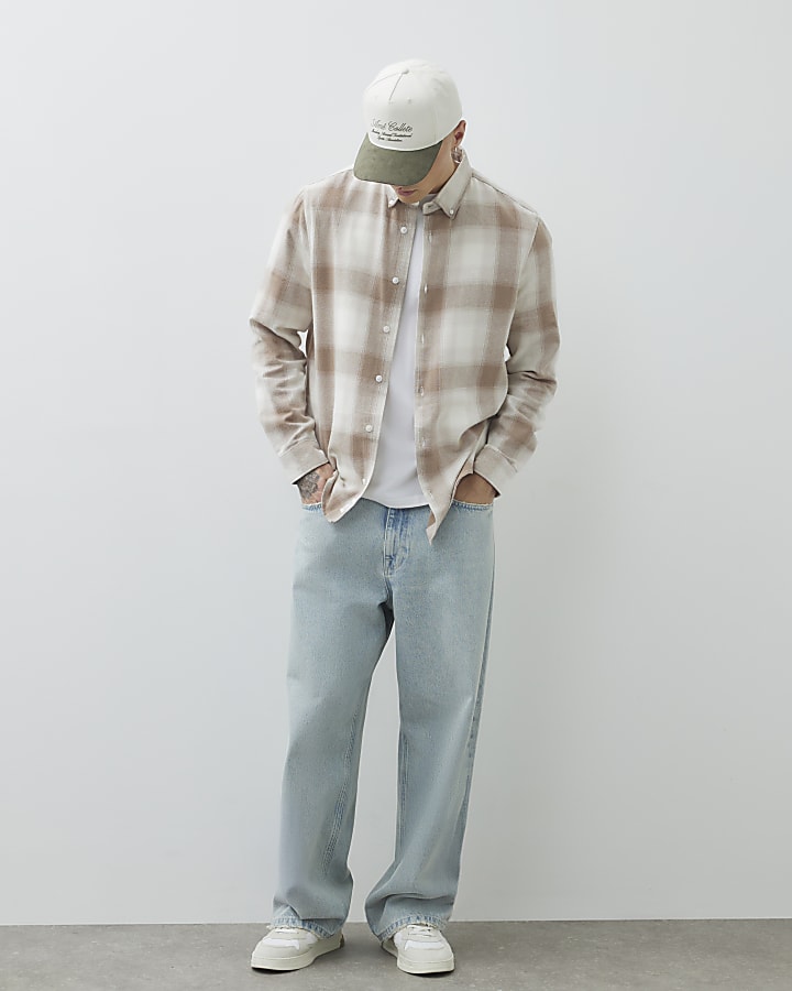 Stone Regular Fit Check Shirt