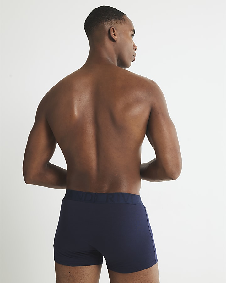 Navy Jacquard Waistband Pack Of 5 Trunks