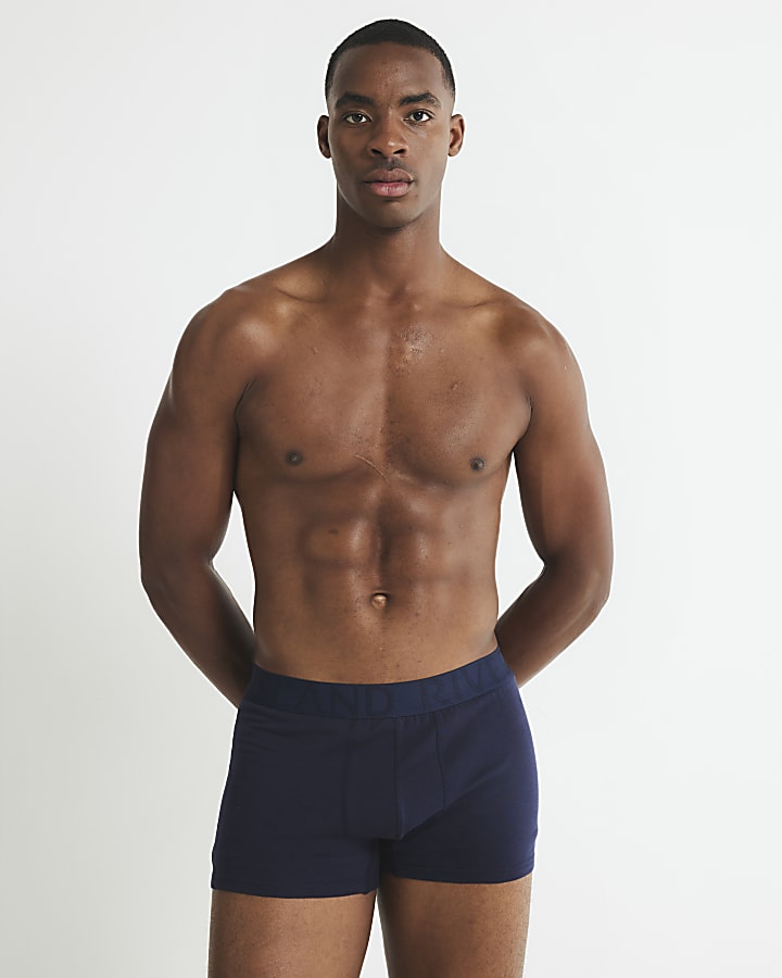 Navy Jacquard Waistband Pack Of 5 Trunks