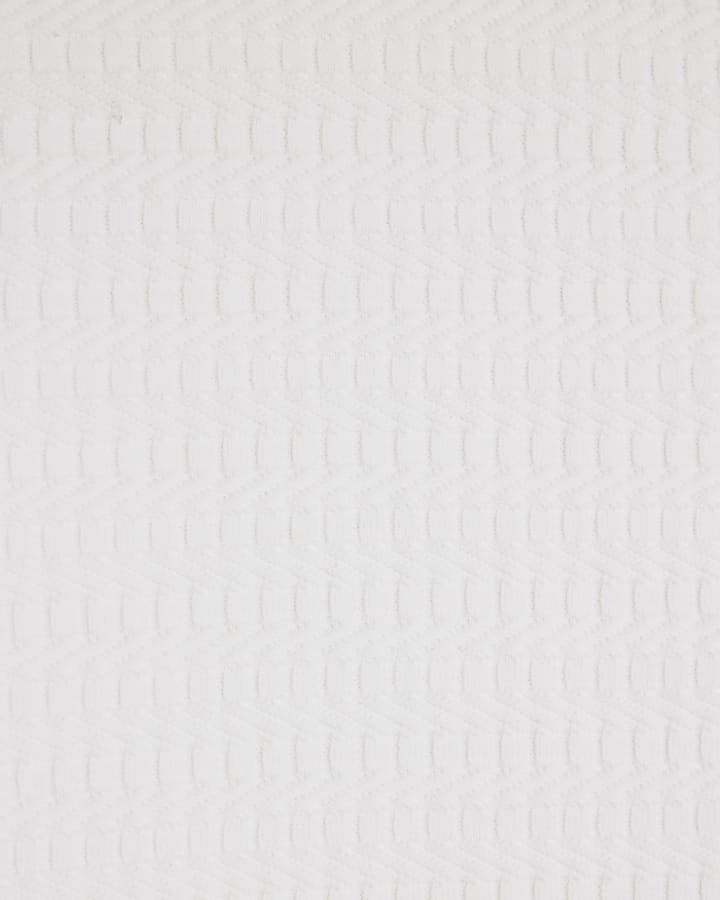 White Muscle Fit Textured T-Shirt