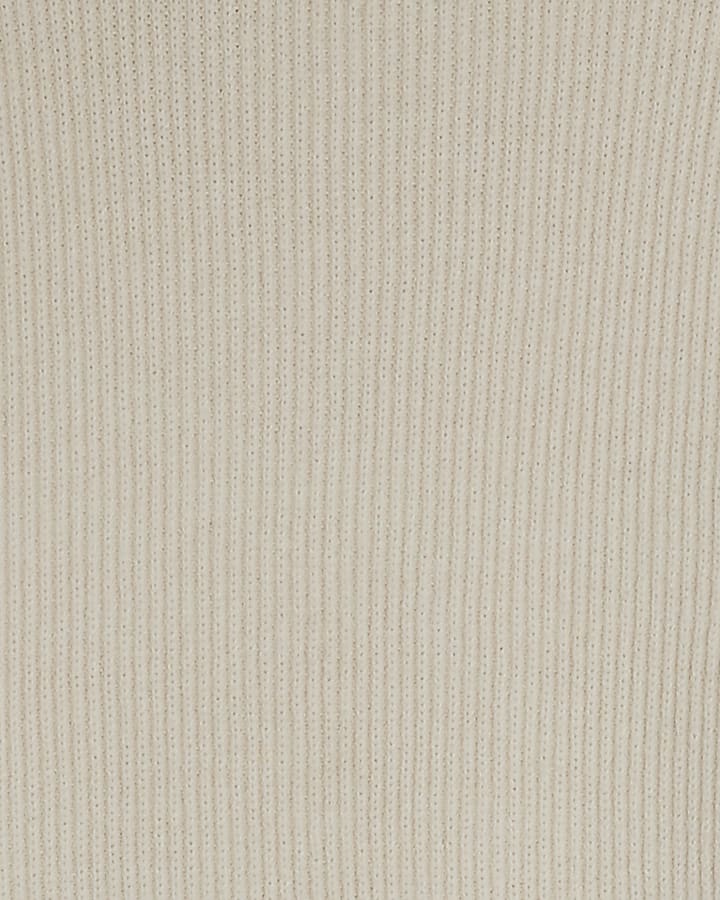Ecru Slim Fit Knitted Ribbed Jumper