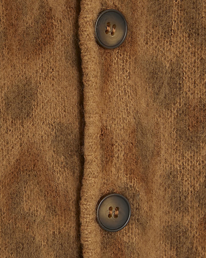 Brown Long Sleeve Animal Print Cardigan