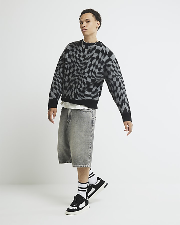 Black Distorted Illusion Jumper