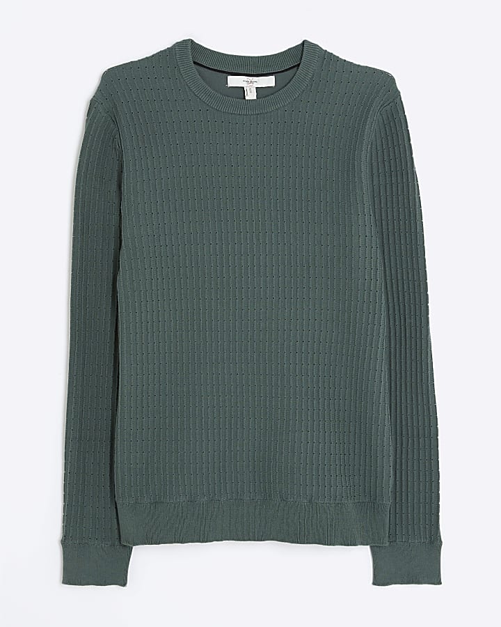 Green Long Sleeve Muscle Fit Jumper