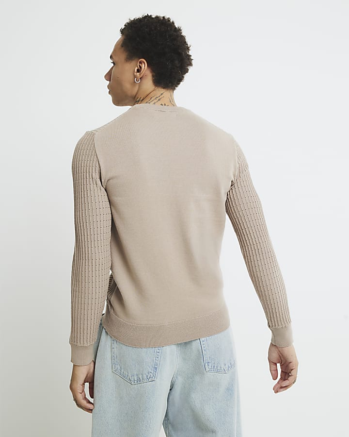 Stone Muscle Fit Textured Jumper