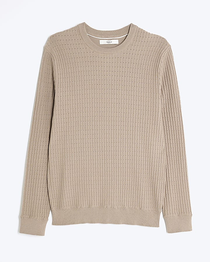 Stone Muscle Fit Textured Jumper