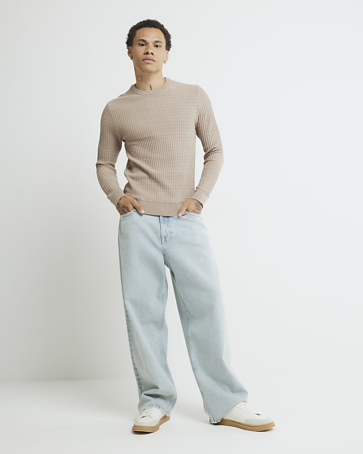 Stone Muscle Fit Textured Jumper