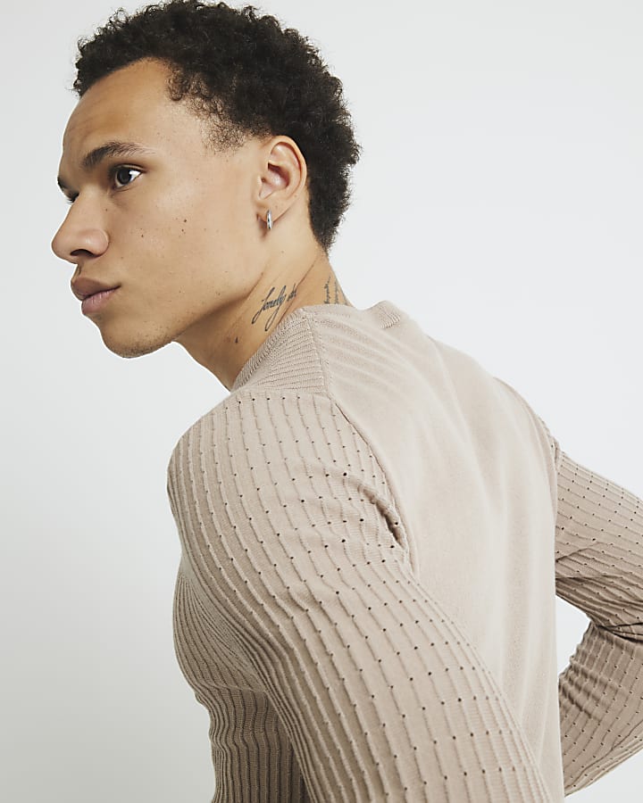Stone Muscle Fit Textured Jumper