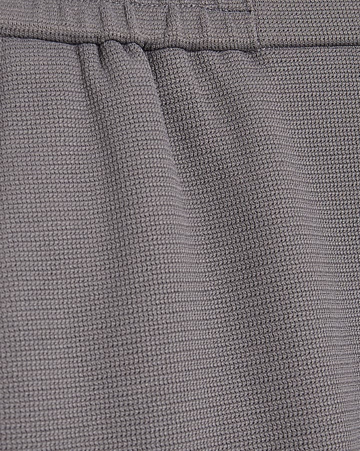 Grey Slim Fit Textured Trousers
