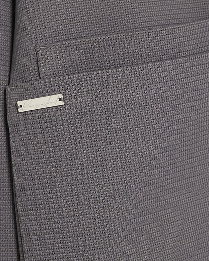 Grey Slim Fit Textured Overshirt