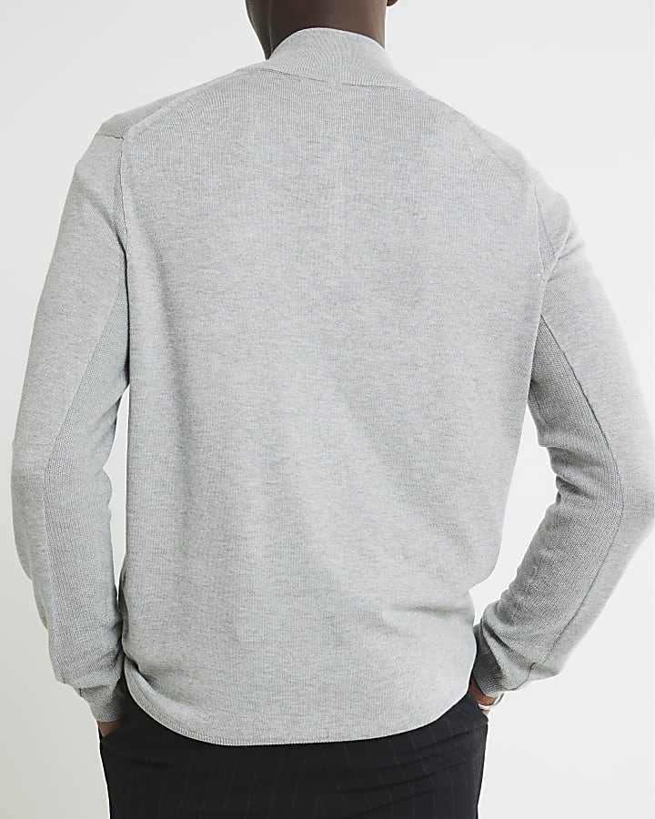 Grey Long Sleeve Half Zip Jumper