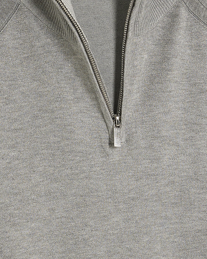 Grey Long Sleeve Half Zip Jumper