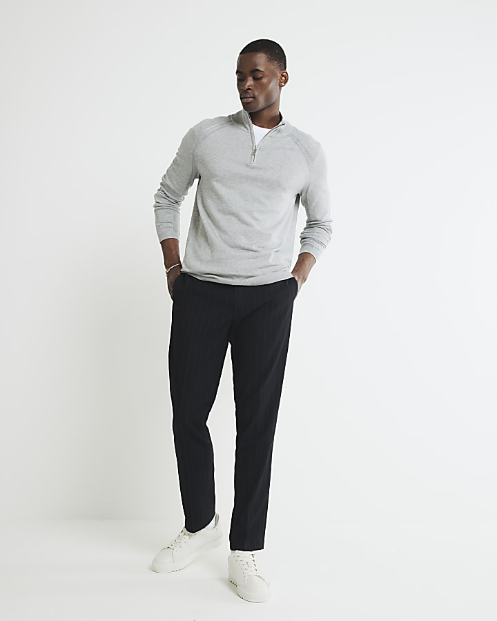 Grey Long Sleeve Half Zip Jumper