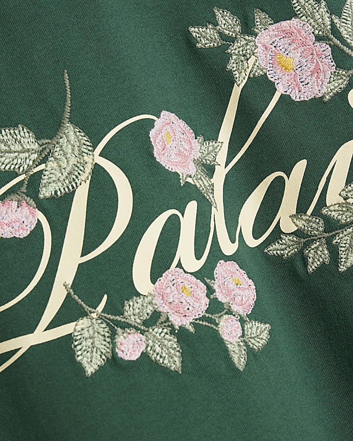 Green Palais Floral Embroidered T-Shirt