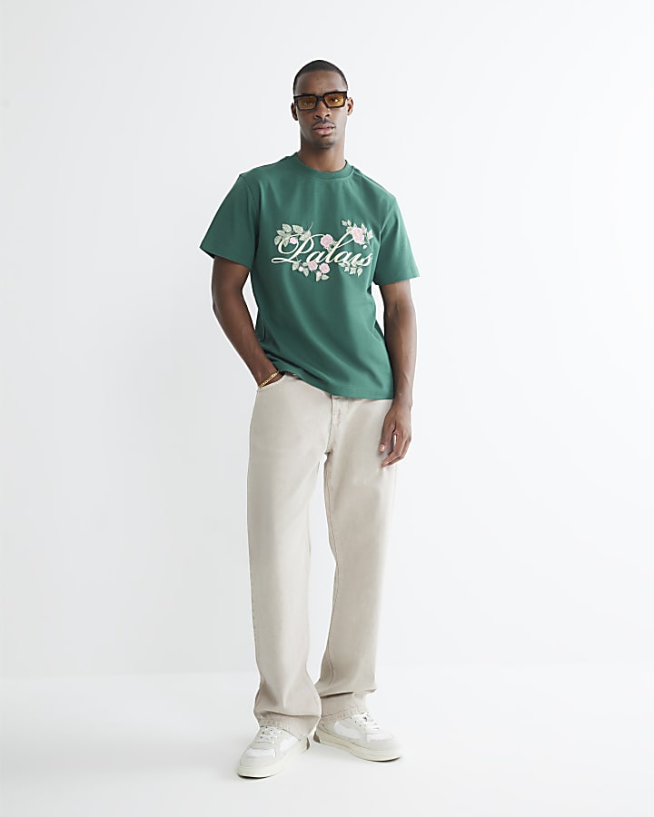Green Palais Floral Embroidered T-Shirt