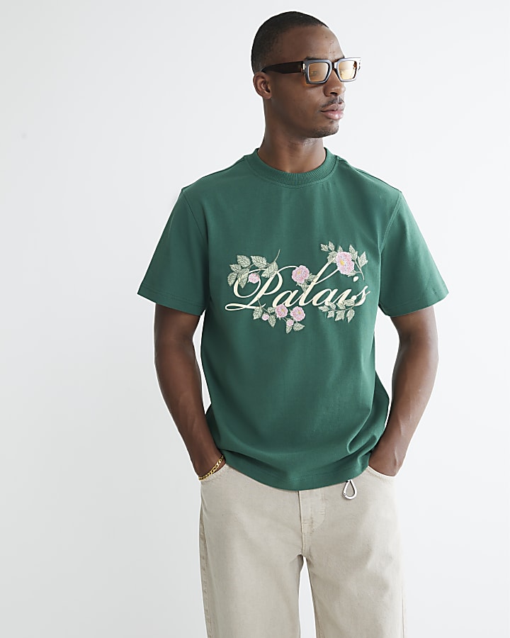 Green Palais Floral Embroidered T-Shirt