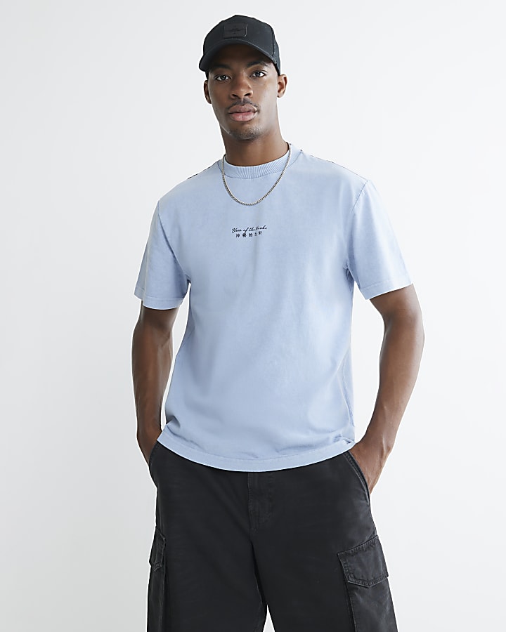 Blue Regular Fit Japanese Washed T-Shirt