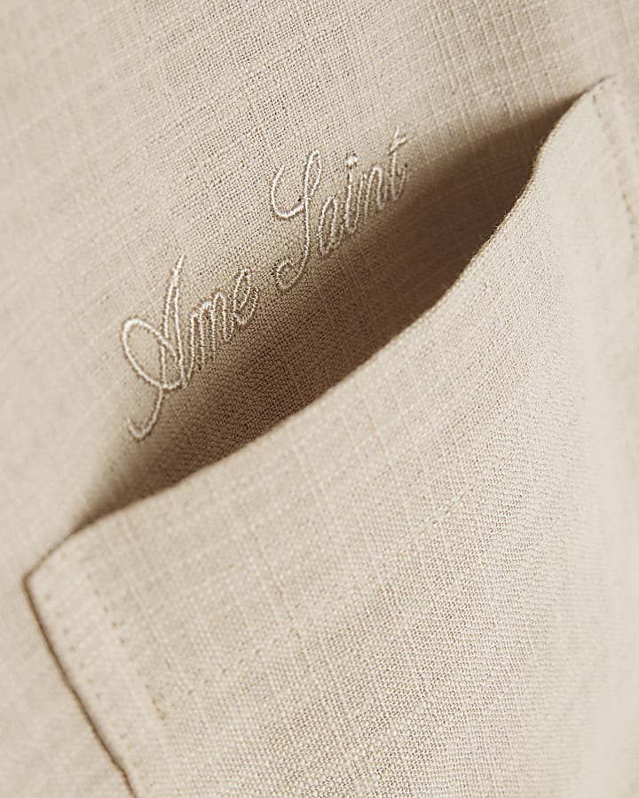Beige Regular Fit Linen Look Shirt