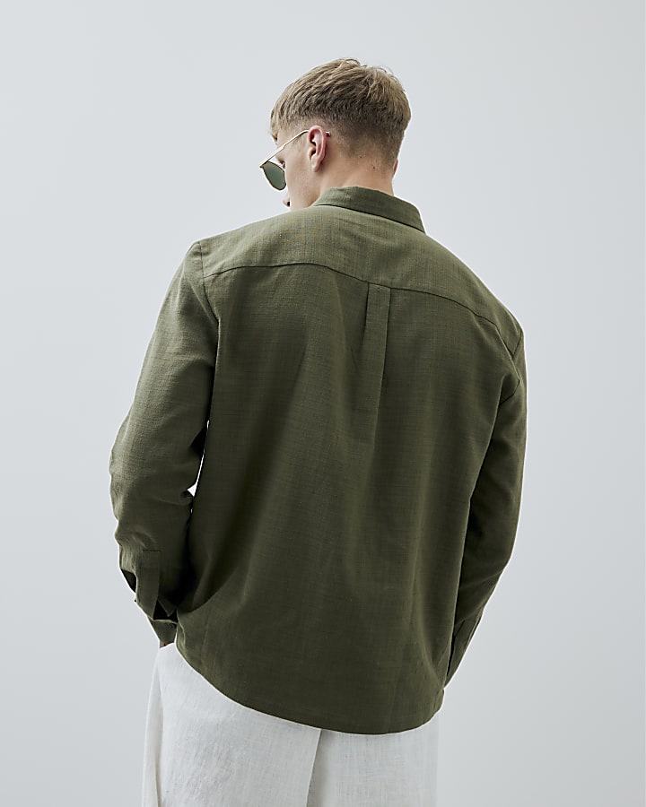 Khaki Regular Fit Long Sleeve Shirt