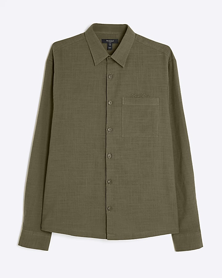 Khaki Regular Fit Long Sleeve Shirt