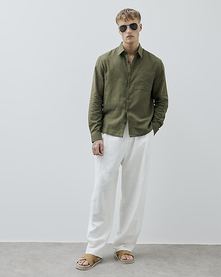 Khaki Regular Fit Long Sleeve Shirt
