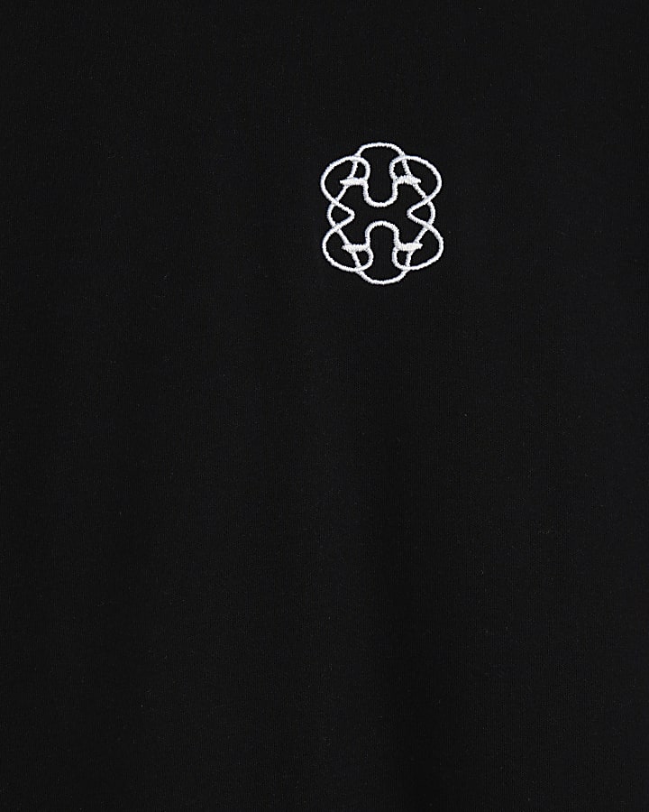 Black Monogram Embroidered T-Shirt
