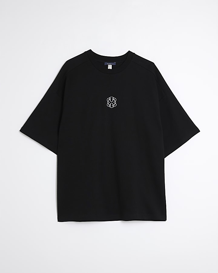 Black Monogram Embroidered T-Shirt