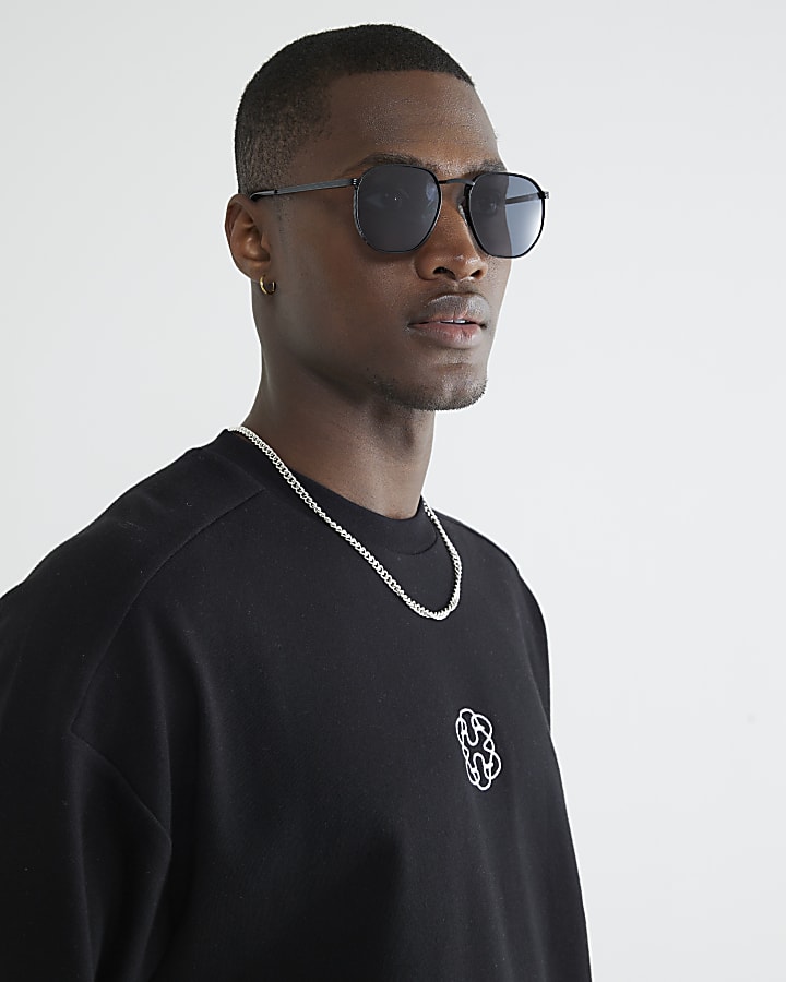Black Monogram Embroidered T-Shirt
