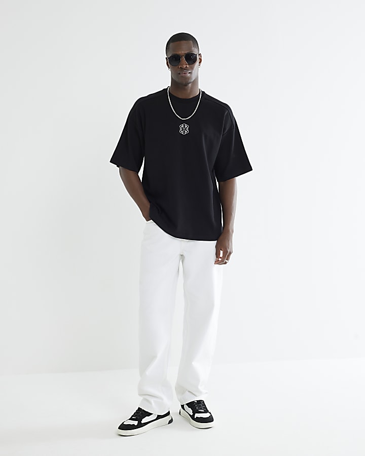 Black Monogram Embroidered T-Shirt