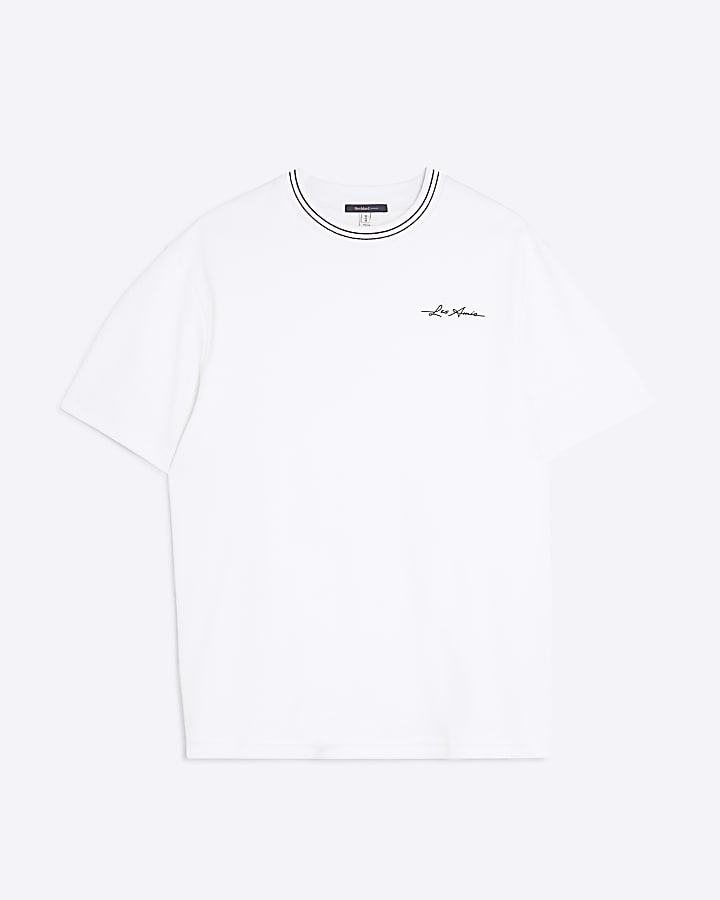 White Slim Fit Les Amis Ringer T-Shirt