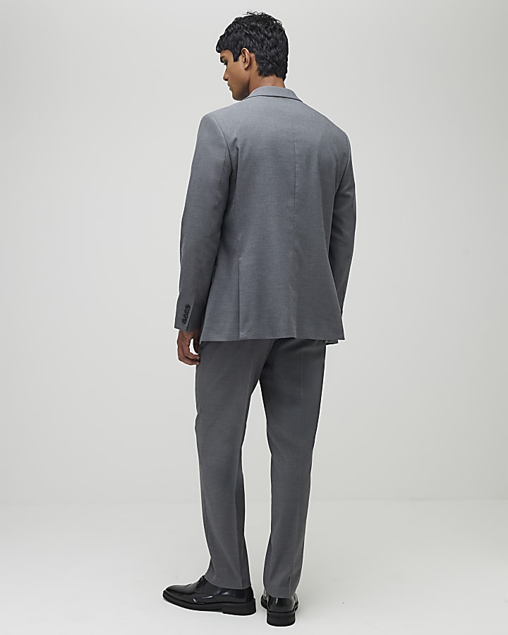 Grey Regular Fit Suit Trousers