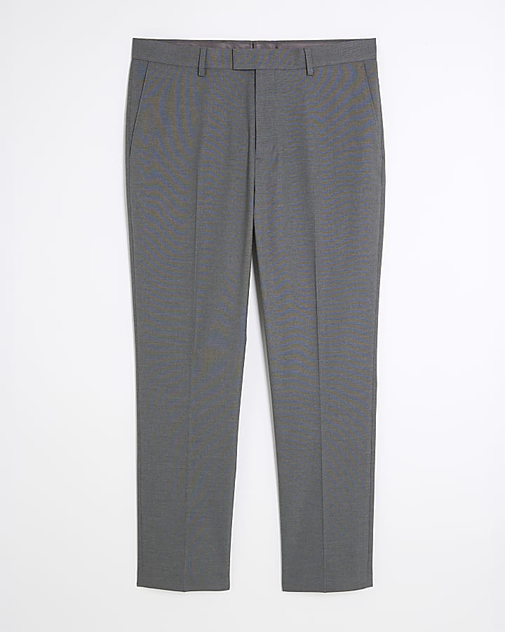 Grey Regular Fit Suit Trousers