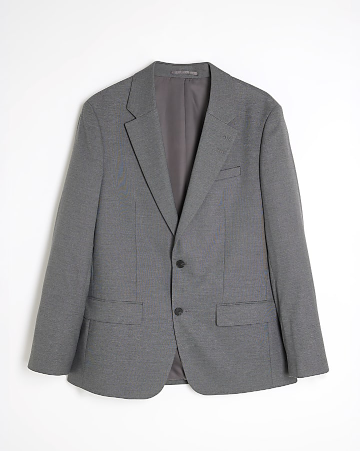 Grey Regular Fit Suit Jacket