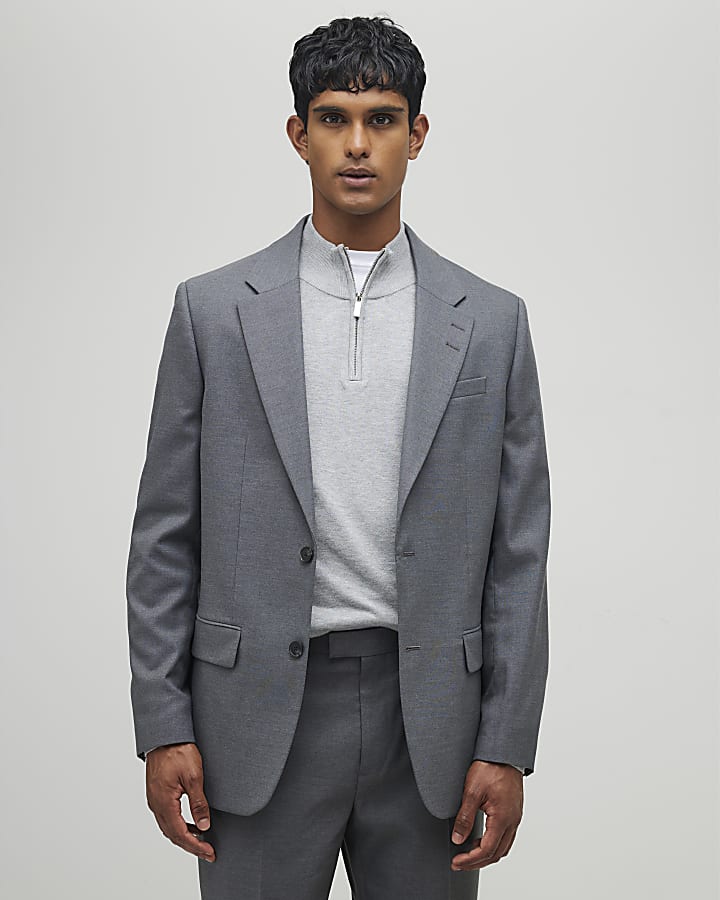 Grey Regular Fit Suit Jacket