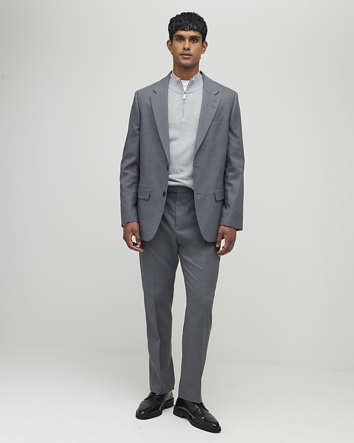 Grey Regular Fit Suit Jacket