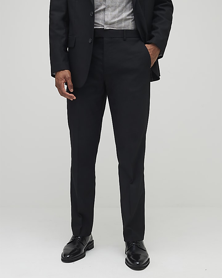 Black Regular Fit Suit Trousers