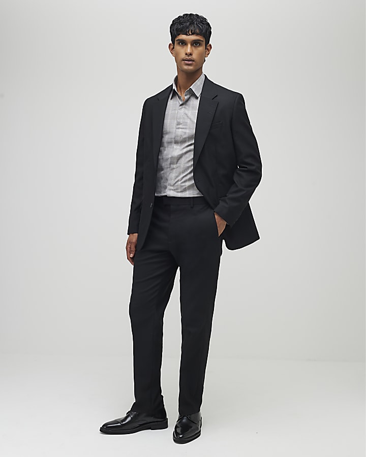 Black Regular Fit Suit Trousers