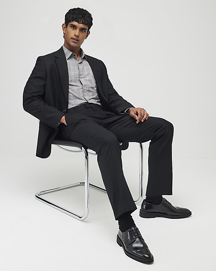 Black Regular Fit Suit Trousers